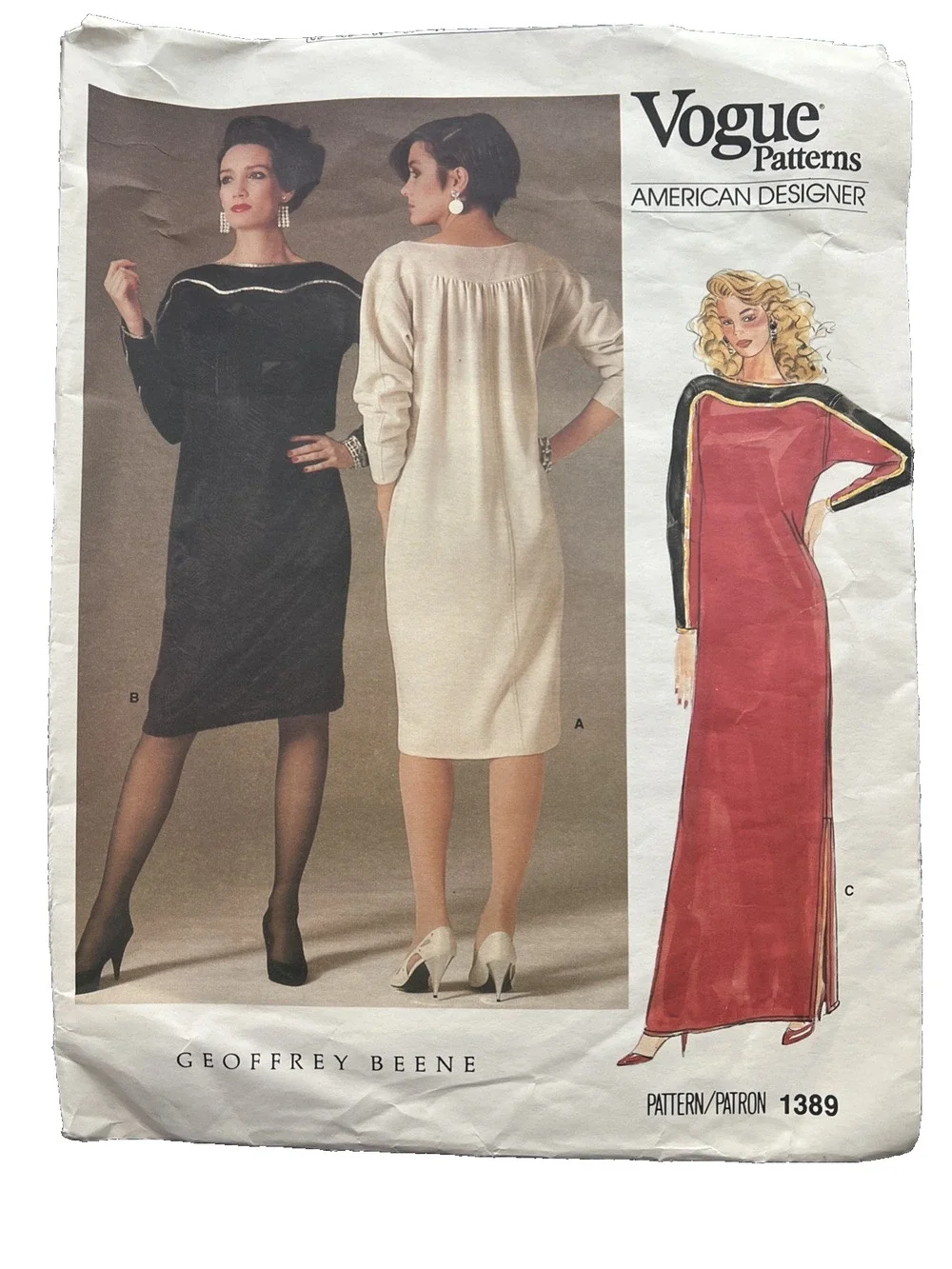 Vintage Vogue 1389 Sewing Pattern Evening Formal Dress Geoffrey Beene Designer